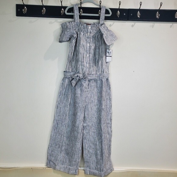 7 for all mankind blue and white jumpsuit medium nwt - Picture 1 of 11
